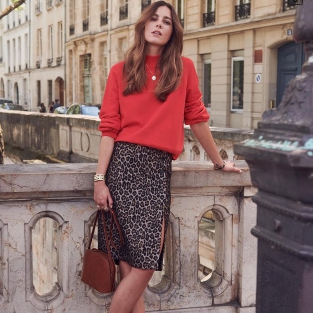 Sézane Maude Leopard Print Skirt